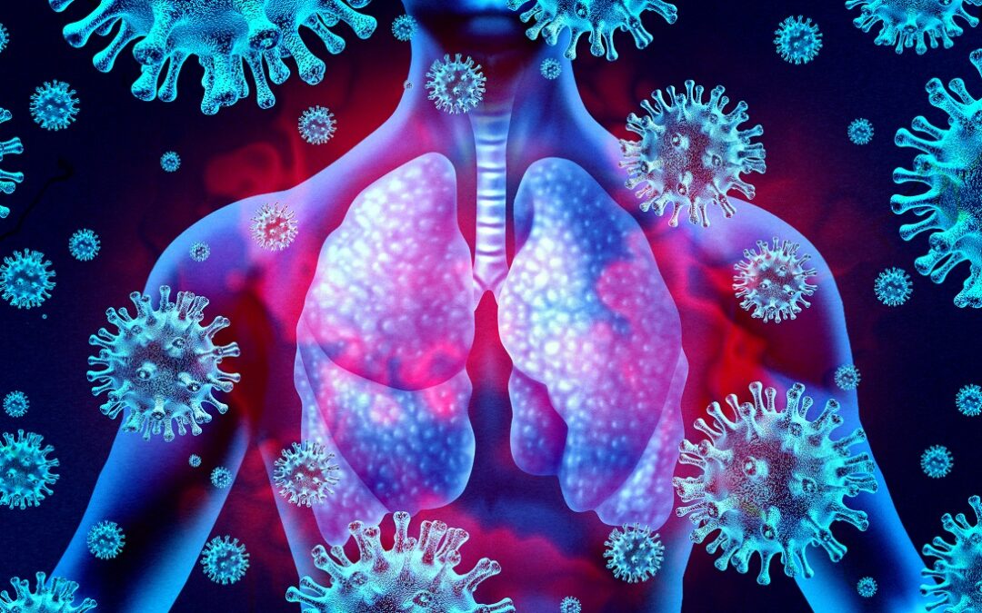 Detaillierter Einblick in infiziertes Lungengewebe