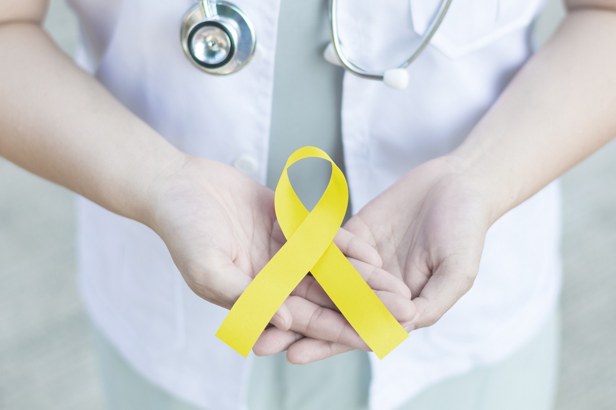 Gelbe Schleife als Symbol für Ewing-Sarkome