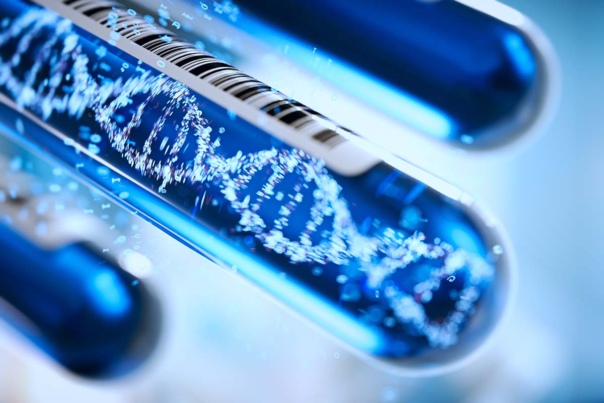 Röhrchen mit DNA-Strang.