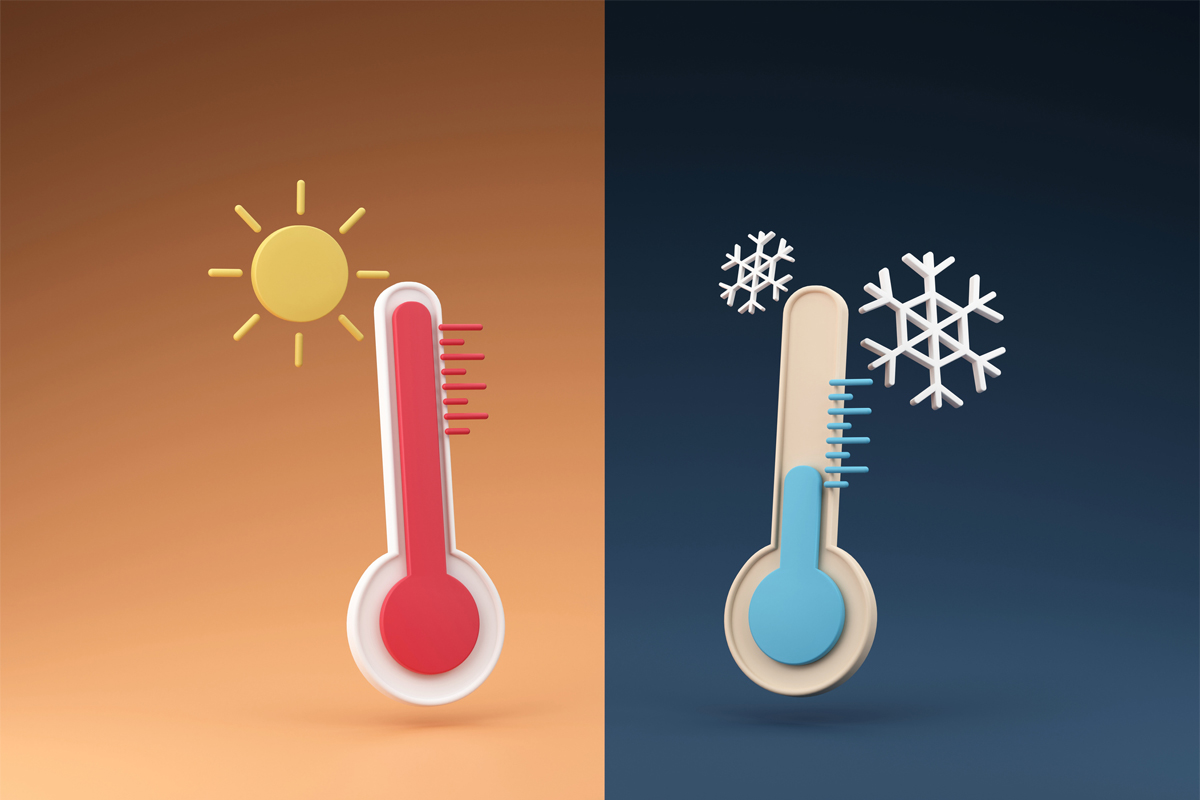 Temperaturkontrast heiß und kalt.