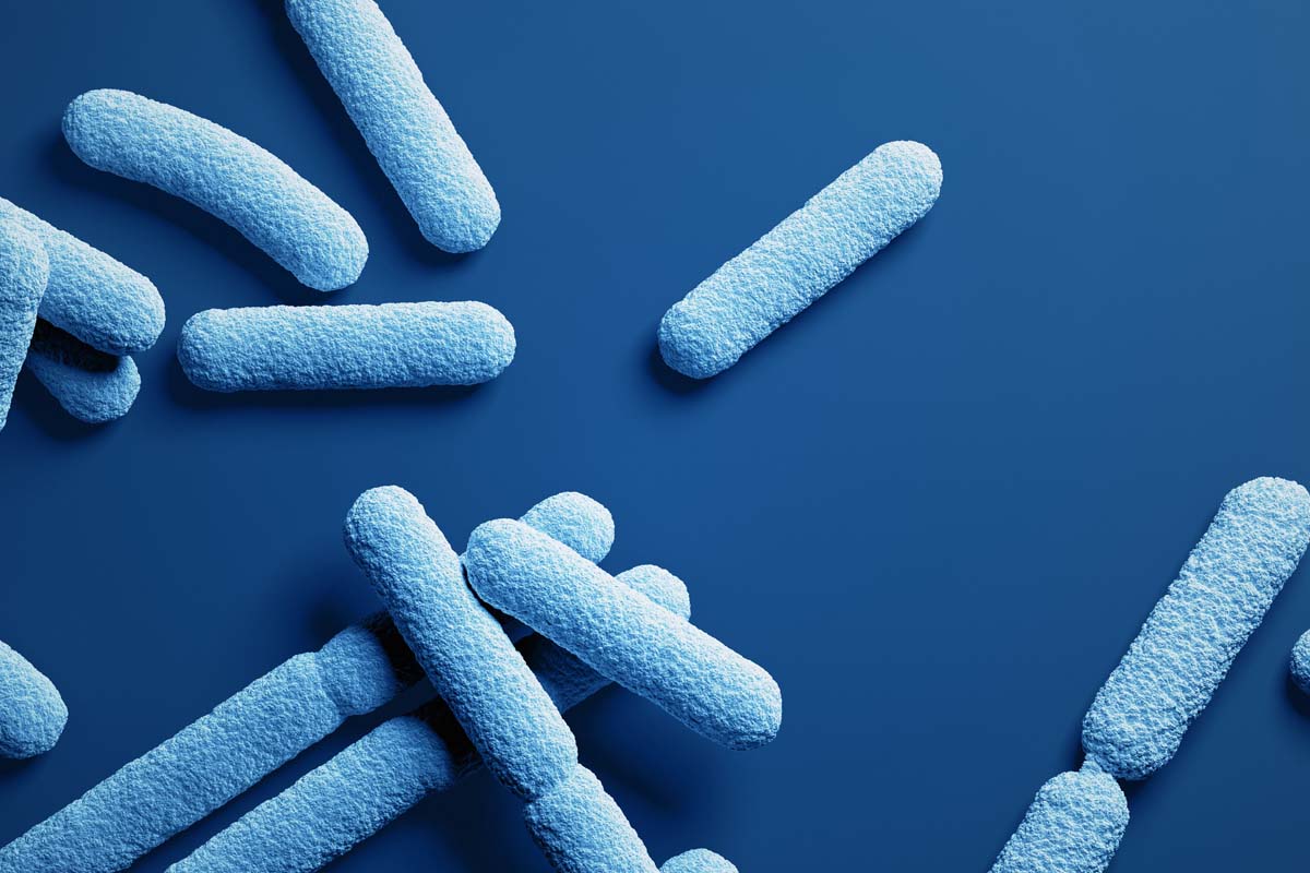 Bakterien auf blauem Hintergrund